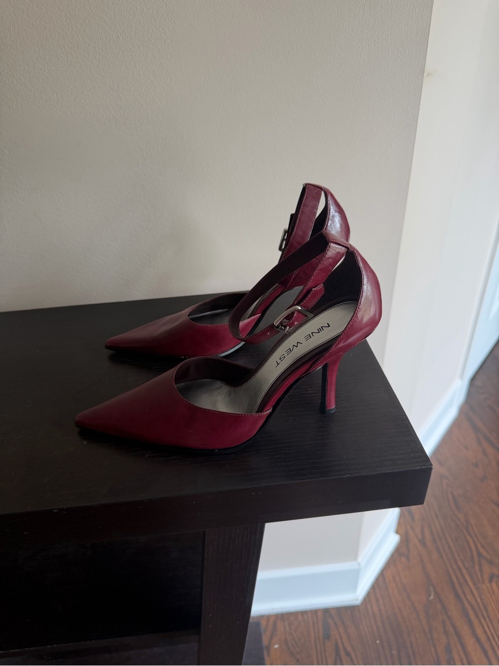 Nine West Burgundy Pointed-Toe Ankle-Strap Pumps